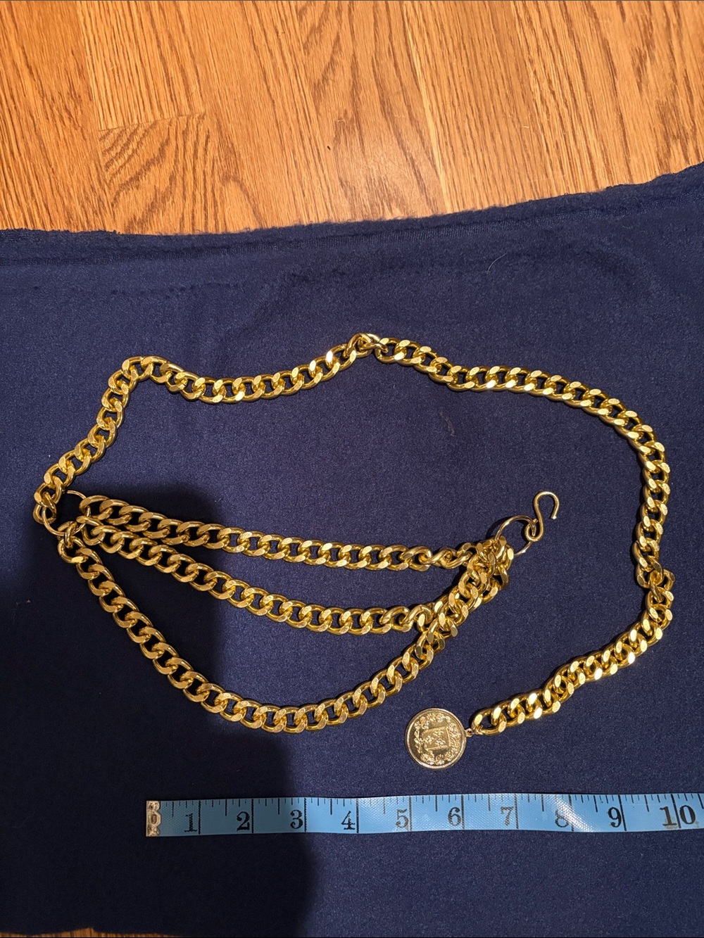 Gold-Tone Cuban Link Chain Belt with Coin Accent -womanβs Accessories